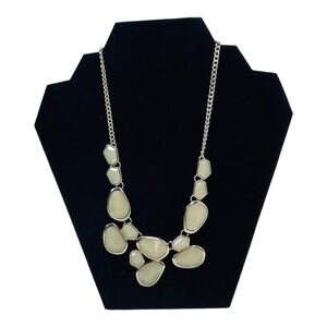 C Brand Fiona Cream Rhinestone Statement Bib Necklace Gold Tone Irredescent